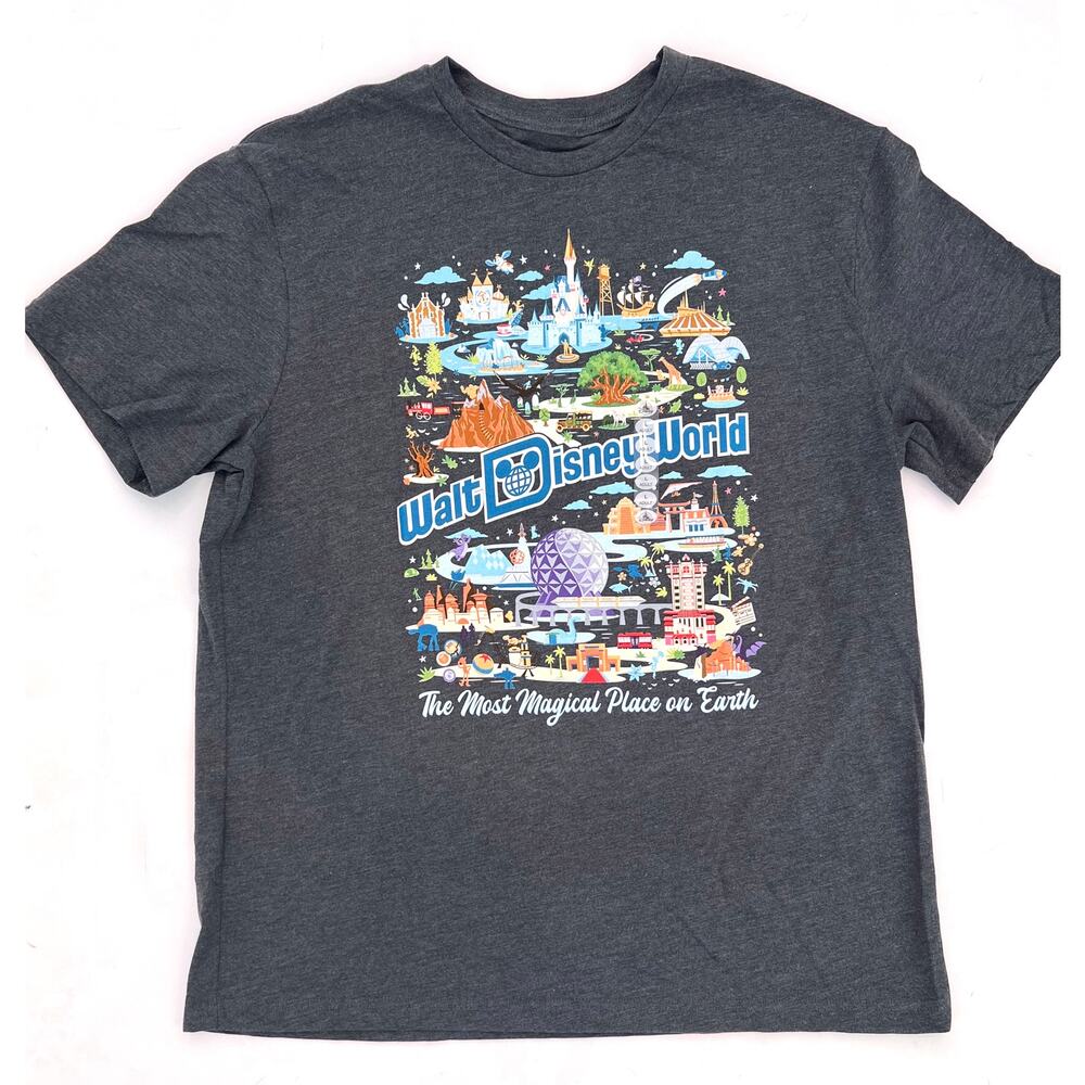 Walt Disney World Resort Attractions Opening Day Grey Tee  - NWT